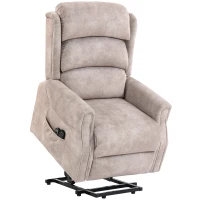 HOMCOM Poltrona Alzapersone Elettrica Massaggi a Vibrazione e Calore, Poltrona Relax Elettrica in Velluto, 80x160x82 cm, Beige(m-1)