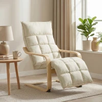 HOMCOM Modern Accent Chair, Leisure Lounge Chair Armchair with Footrest, Plush Cushion, Curved Legs and Arms, Cream White(m-10)