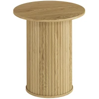HOMCOM Tavolino rotondo Ø48 cm con gambe scanalate, Rovere(m-1)