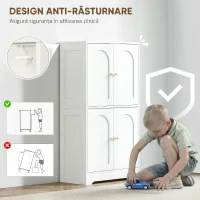 HOMCOM Comodă Bucătărie din Lemn cu 2 Dulapuri, 4 Uși, 2 Rafturi Reglabile, pentru Sala de Masă, Living, Alb(m-7)