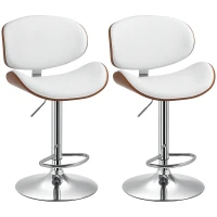 HOMCOM Set da 2 Sgabelli da Bar Altezza Regolabile, 53x52x112 cm, Bianco(m-8)