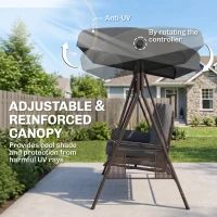 Outsunny 3 Seat Garden Swing Chair Steel Swing Bench w/ Cushions Cup Trays(m-4)