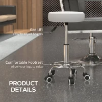 Vinsetto Scaun de salon, reglabil pe înălțime, piele ecologică, până la 110 kg, Ø42x50-64H cm, Alb(m-4)