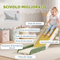 AIYAPLAY Scivolo per Bambini 1-3 Anni con Arrampicata, Canestro, Spazio Portaoggetti e Gradini antiscivolo, Crema(m-6)