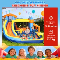 AIYAPLAY 8-in-1 Hüpfburg mit Gebläse Rutsche Planschbecken Trampolin Kletterwand für Indoor Outdoor 350x325x210cm Mehrfarbig(m-9)