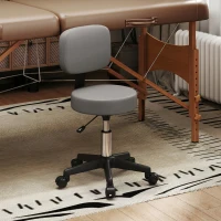 HOMCOM Taburete de Masaje con Ruedas Regulable en Altura Giratorio con Respaldo Ergonómico Gris(m-6)