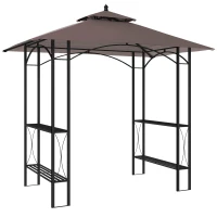 Outsunny 2.5 x 1.5m BBQ Tent Canopy Patio Outdoor Awning Gazebo Party Sun Shelter - Coffee(m-1)