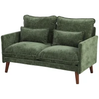 HOMCOM 2 Seater Sofa, Loveseat Sofa with Spring Cushions, Wide and Deep Seat, Wood Legs, Green(m-11)