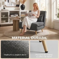 HOMCOM Fotoliu Extensibil 3 în 1 cu Spătar Reglabil pe 3 Niveluri și Pernă, Material Textil cu Aspect de In, Gri(m-6)