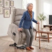 HOMCOM Fotoliu TV cu funcție de ridicare electrică, fotoliu relax cu masaj vibrațional, încălzire și funcție de înclinare, gri deschis(m-2)