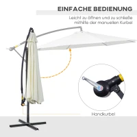 Outsunny Parasol afneembare zwevende parasol zwengelparasol met handkruk crème(m-4)