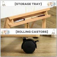 Vinsetto Șevalet Pictură Pliabil cu Roți, pentru Pânze, din Fag, Reglabil, pentru Studio, Artiști, Pictori(m-6)