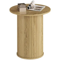 HOMCOM Tavolino rotondo Ø48 cm con gambe scanalate, Rovere(m-8)