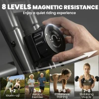 SPORTNOW 3-In-1 Folding Exercise Bike with Resistance Bands, Bluetooth App, 8-Level Magnetic Resistance, LCD Display, Red(m-6)