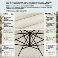 Outsunny Parasol afneembare zwevende parasol zwengelparasol met handkruk crème(m-5)