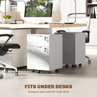 HOMCOM Corp de birou, mobilier de depozitare 2 sertare 2 bare pentru dosare suspendate, încuiabil cu 2 chei 42x40x60 cm(m-4)