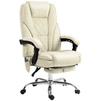 Vinsetto Sedia da Ufficio con Telecomando e Poggiapiedi Estraibile, Poltrona Massaggiante con Schienale Reclinabile, 67x72x119 cm, Beige(m-7)