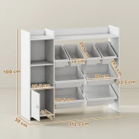 AIYAPLAY Mobilier depozitare copii 3-8 ani, depozitare jucării cu 8 cutii detașabile, etajere de depozitare, dulap, alb(m-3)