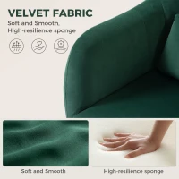 HOMCOM Retro Velvet Swivel Tub Chair with Steel Frame, Cushion Seat, Dark Green(m-4)
