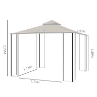 Outsunny 3 x 3 Meters Gazebo Outdoor Patio Party Tent Shelter Garden Canopy Double Tier Sun Shade Steel Frame Beige(m-3)