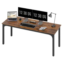 HOMCOM Birou, masă pentru calculator, design rustic, mult spațiu, PAL, Maro(m-6)
