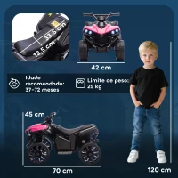 AIYAPLAY Quadriciclo Elétrico para Crianças 6 V Quadriciclo para Crianças com Velocidade até 3 km/h Faróis e Música 70x42x45 cm Rosa(m-3)
