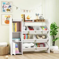 AIYAPLAY Mobilier depozitare copii 3-8 ani, depozitare jucării cu 8 cutii detașabile, etajere de depozitare, dulap, alb(m-6)