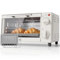 HOMCOM Mini Forno Elétrico 9L com Temperatura Ajustável até 230°C Temporizador 60 min e Bandeja para Assar 35x24,6x20 cm Creme(m-10)