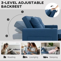 HOMCOM Two-Seater Pull-Out Sofa Bed - Dark Blue(m-5)