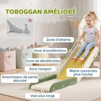 AIYAPLAY Toboggan pour Enfant Pliable 4-en-1 avec Escalade, Panier de Basket, Espace de Rangement et Ballon, Crème(m-6)