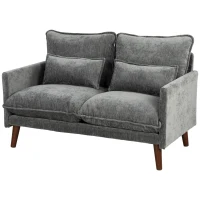 HOMCOM 2 Seater Sofa, Loveseat Sofa with Spring Cushions, Wide and Deep Seat, Wood Legs, Grey(m-11)