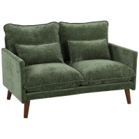 HOMCOM 2 Seater Sofa, Loveseat Sofa with Spring Cushions, Wide and Deep Seat, Wood Legs, Green(m-1)