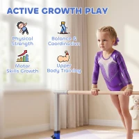 HOMCOM Height Adjustable Gymnastics Horizontal Bar For Kids Home Gym Training Children Junior Kip High Bar Fitness Blue(m-8)