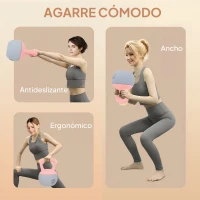 SPORTNOW Pesa Rusa 12 kg Kettlebell Relleno de Arena Metálica Mango Antideslizante para Entreno en Casa 21x21x30 cm Rosa y Gris(m-5)