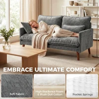 HOMCOM 2 Seater Sofa, Loveseat Sofa with Spring Cushions, Wide and Deep Seat, Wood Legs, Grey(m-4)