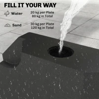 Outsunny Set of 4 Parasol Base Stand Weights for Cantilever Parasols, Water and Sand Filled, Up to 120kg, Black(m-5)