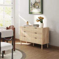 HOMCOM Cajonera 6 Cajones en Madera para Dormitorio y Recibidor Estilo Nórdico, 120x39,5x75 cm, Roble(m-4)