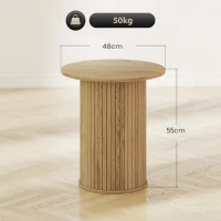 HOMCOM Tavolino rotondo Ø48 cm con gambe scanalate, Rovere(m-3)