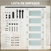 HOMCOM Puerta Corredera Interior 91x213 cm con Kit de Montaje, MDF y Vidrio Esmerilado, Riel y Herrajes, Blanco(m-7)