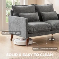 HOMCOM 2 Seater Sofa, Loveseat Sofa with Spring Cushions, Wide and Deep Seat, Wood Legs, Grey(m-6)
