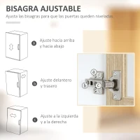 HOMCOM Alacena de Cocina con 4 Puertas de Vidrio Encimera Abierta Cajón Estantes Ajustables 80x40x180 cm Blanco y Natural(m-8)