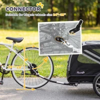PawHut 2-In-1 Pet Bike Trailer Dog Stroller Pushchair with Universal Wheel Reflector Flag Grey(m-7)
