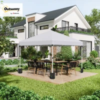 Outsunny 3 x 3 (M) Pop Up Gazebo - UPF 30+ with 2 Sidewalls, Leg Weight Bags, and Wheeled Bag, Height Adjustable Party Tent Event Shelter for Garden, Patio, White(m-2)
