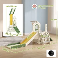 AIYAPLAY Toboggan pour Enfant Pliable 4-en-1 avec Escalade, Panier de Basket, Espace de Rangement et Ballon, Crème(m-3)