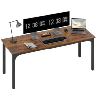 HOMCOM Scrivania per PC stile rustico con ampio piano, Marrone(m-7)