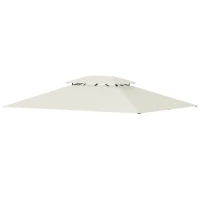 Outsunny Techo de Repuesto 4x3 m para Cenador de Jardín 2 Niveles Transpirable con 8 Orificios de Drenaje Cubierta Superior de Reemplazo para Pabellón Gazebo Exterior Beige(m-11)