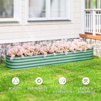 Outsunny Jardinière surélevée carré potager de jardin en acier modulable pour légumes, plantes, fleurs, dim. 240 x 62 x 30cm(m-7)