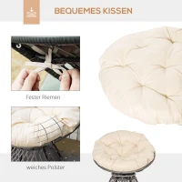 Outsunny Papasan Stoel Rotan Fauteuil met Kussen, Kunstrotan, Draaibaar, 87 x 97 x 86 cm, Beige(m-7)