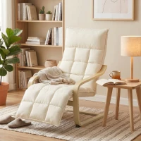 HOMCOM Modern Accent Chair, Leisure Lounge Chair Armchair with Footrest, Plush Cushion, Curved Legs and Arms, Cream White(m-8)
