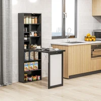 HOMCOM Escritorio Moderno Plegable con Estantería y Pizarra en Madera y Metal 98x51x153 cm Negro(m-4)